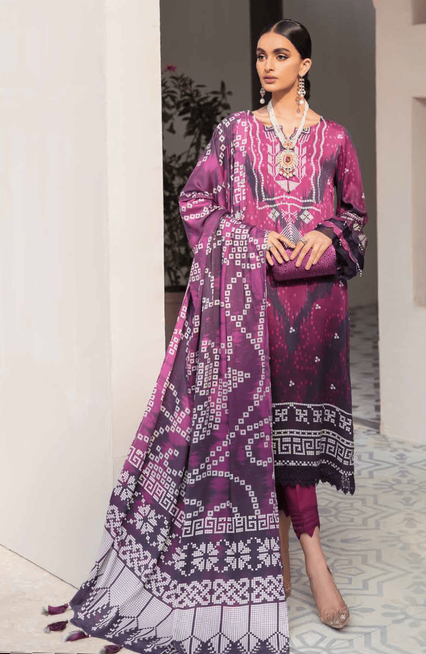 NUREH Signature Unstitched Printed Linen 3Pc Suit SP-21