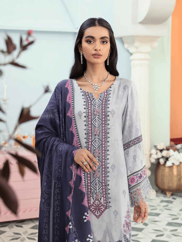 NUREH Signature Unstitched Printed Linen 3Pc Suit SP-22