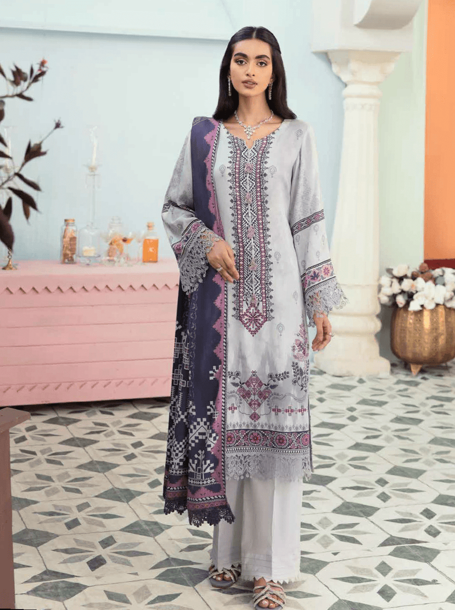 NUREH Signature Unstitched Printed Linen 3Pc Suit SP-22