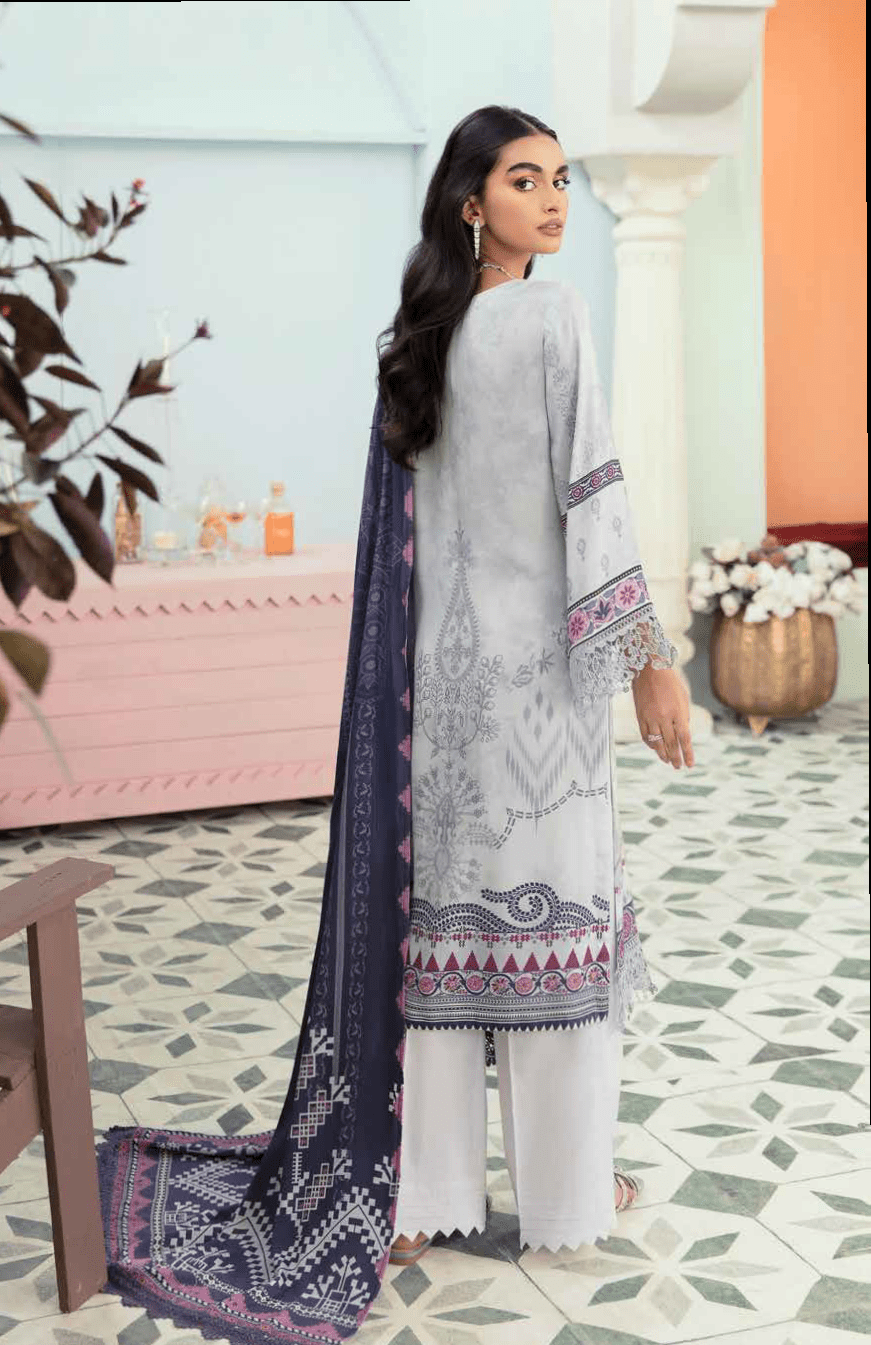NUREH Signature Unstitched Printed Linen 3Pc Suit SP-22
