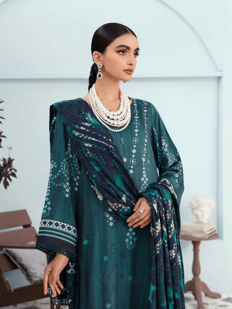 NUREH Signature Unstitched Printed Linen 3Pc Suit SP-24