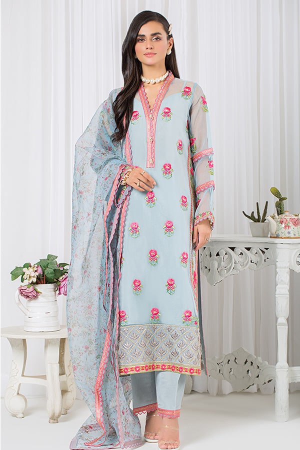 Imrozia Serene Premium Embroidered Pret 3Pc Suit SP-35 Aqua
