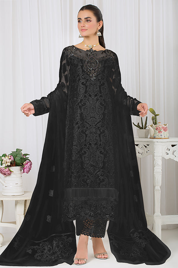 Imrozia Serene Premium Embroidered Pret 3Pc Suit SP-37 Delice Blanc (Black)