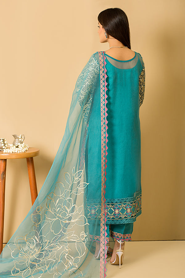 Serene Premium Embroidered Pret 3Pc Suit SP-39 Turquoise