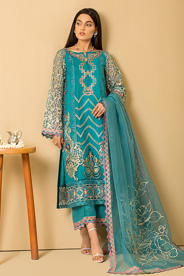Serene Premium Embroidered Pret 3Pc Suit SP-39 Turquoise