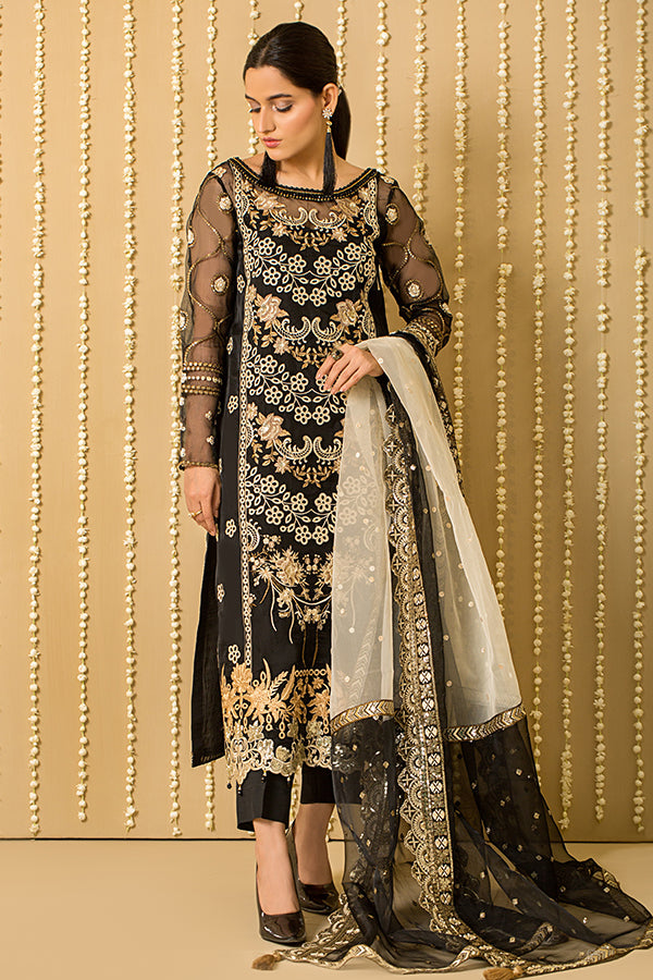 Serene Premium Embroidered Pret 3Pc Suit SP-41 Black