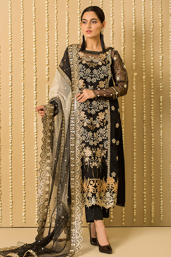 Serene Premium Embroidered Pret 3Pc Suit SP-41 Black