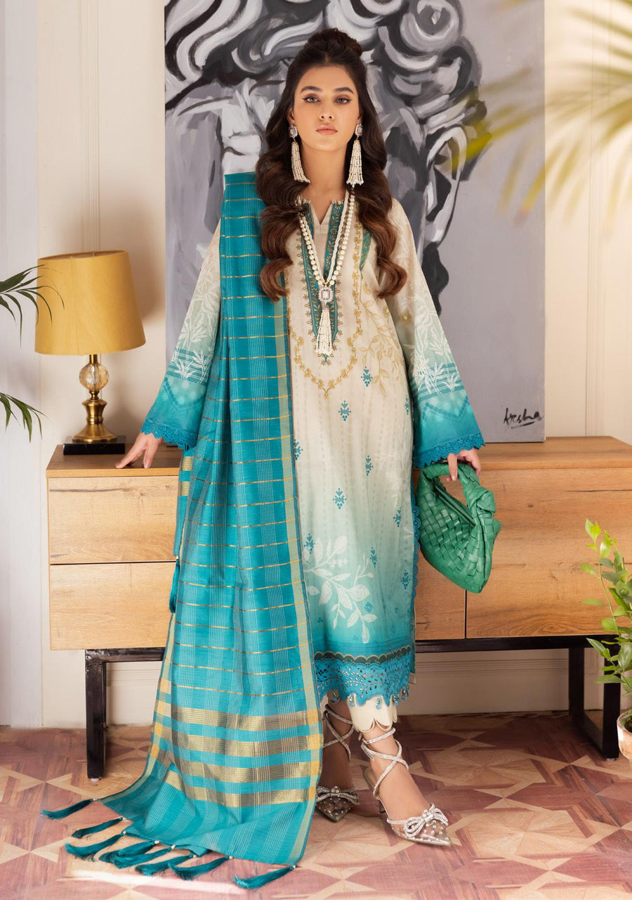 NUREH Signature Unstitched Printed Lawn 3 Piece Suit SP-44