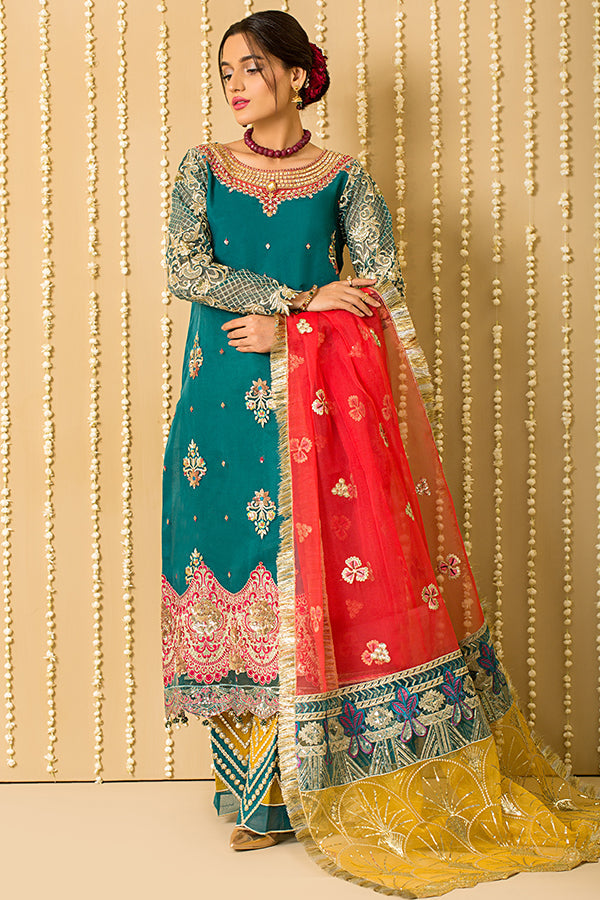 Serene Premium Embroidered Pret 3Pc Suit SP-44 Precious Sea Green