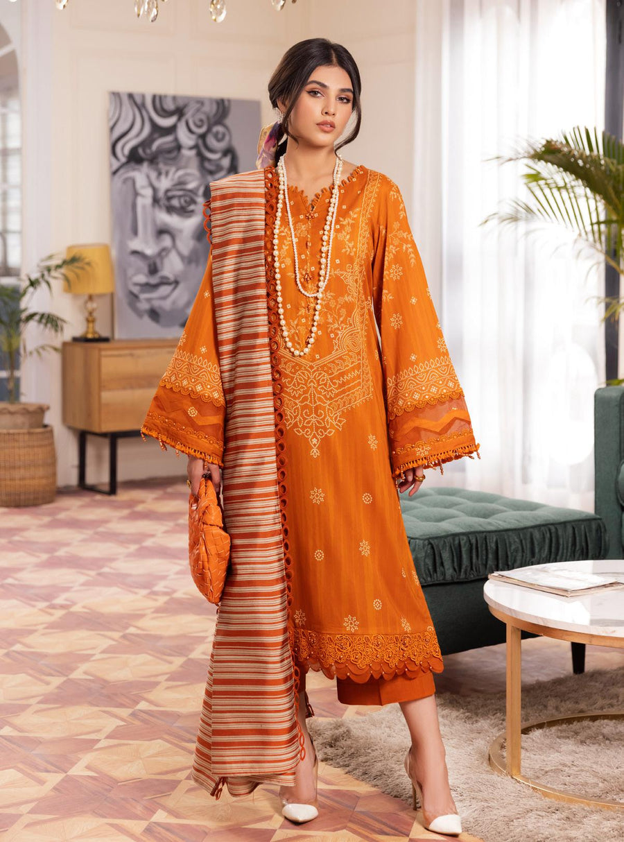 NUREH Signature Unstitched Printed Lawn 3 Piece Suit SP-46