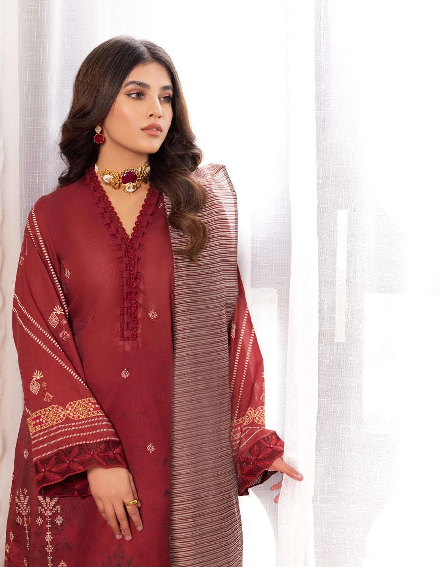 NUREH Signature Unstitched Printed Lawn 3 Piece Suit SP-47
