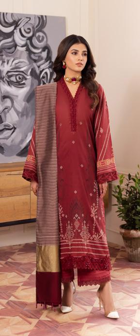 NUREH Signature Unstitched Printed Lawn 3 Piece Suit SP-47