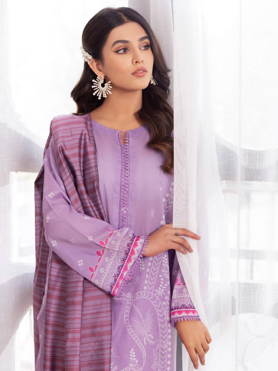 NUREH Signature Unstitched Printed Lawn 3 Piece Suit SP-48