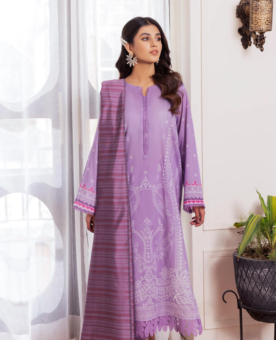 NUREH Signature Unstitched Printed Lawn 3 Piece Suit SP-48
