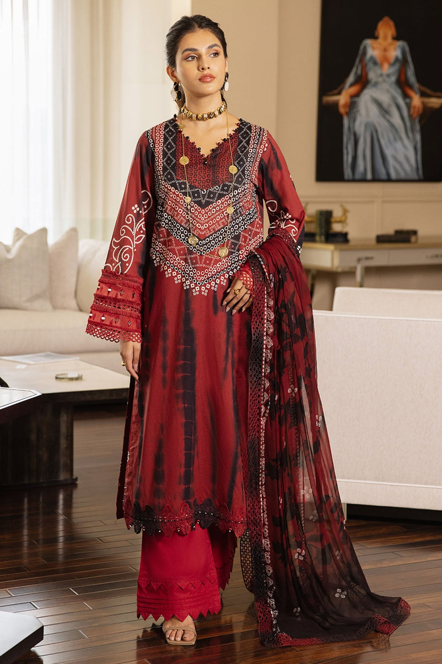 NUREH Signature Printed Lawn Unstitched 3 Piece Suit SP-50