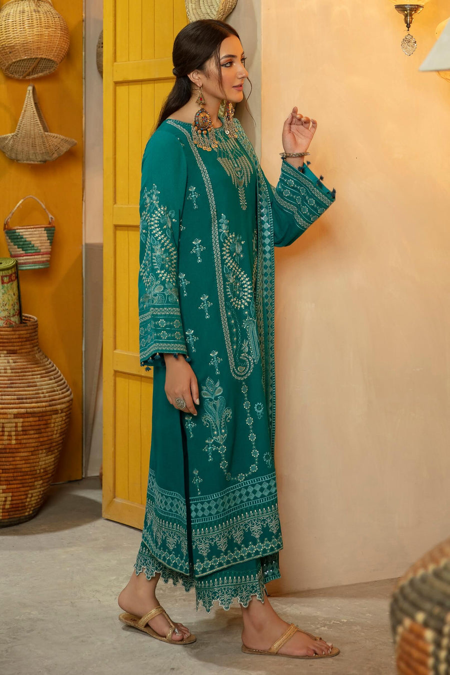 Dastak-E-Khizaan by Serene Embroidered Karandi 3pc Suit SP-K18 Naubahar - FaisalFabrics.pk