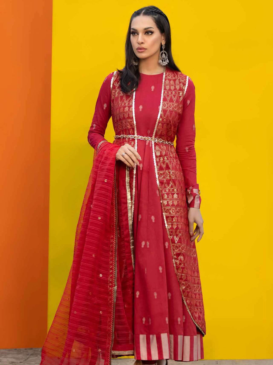 Gul Ahmed Festive Eid 2021 Luxury Lawn 3 Piece Embroidered Suit SP05 - FaisalFabrics.pk