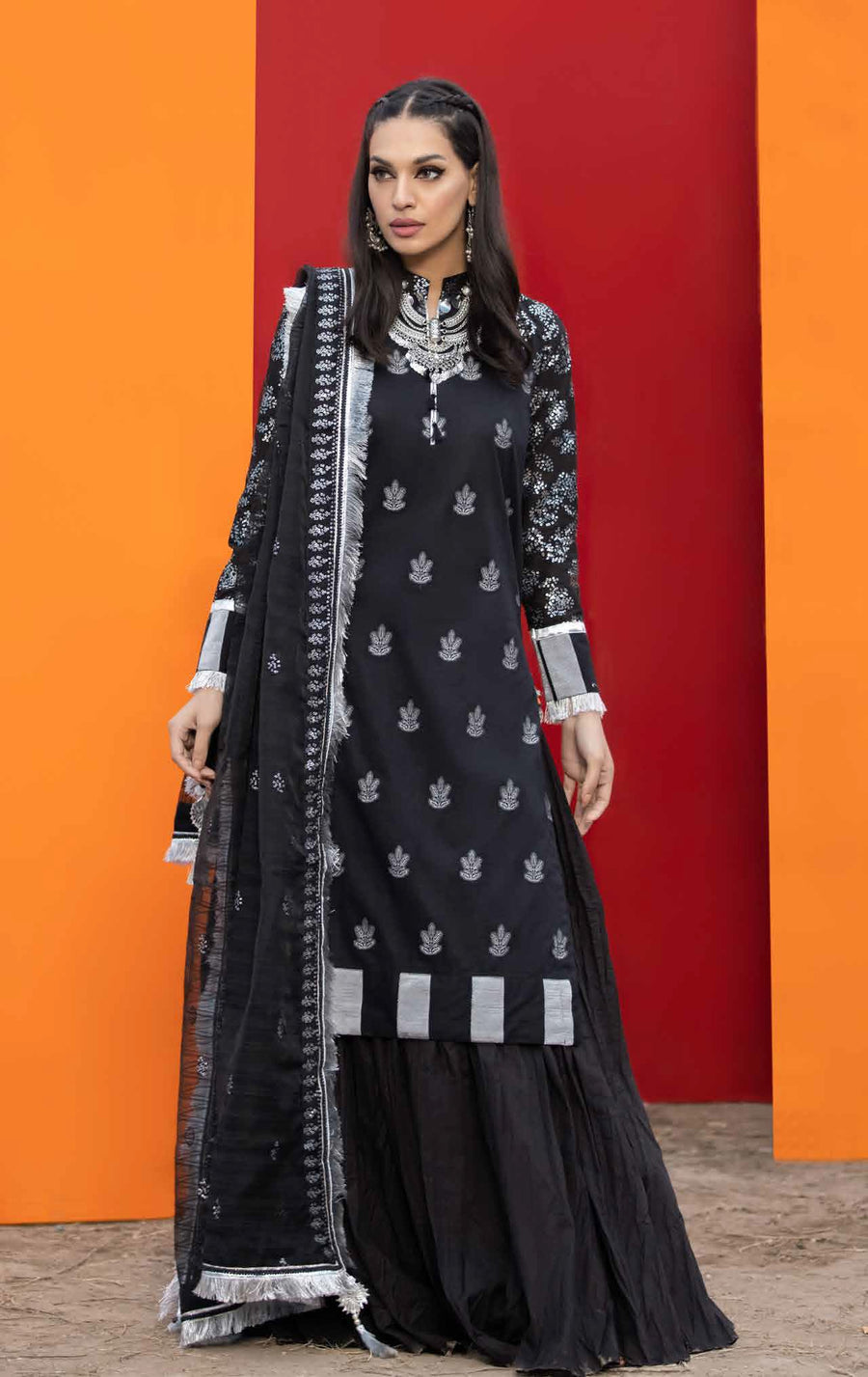 Gul Ahmed Festive Eid 2021 Luxury Lawn 3 Piece Embroidered Suit SP08 - FaisalFabrics.pk
