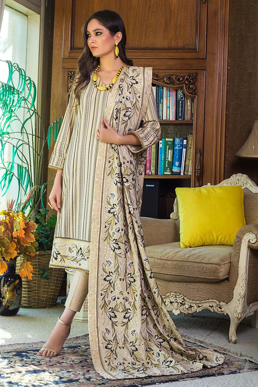 Gul Ahmed Summer Premium 3PC Unstitched Embroidered Lawn Suit SP-73 - FaisalFabrics.pk