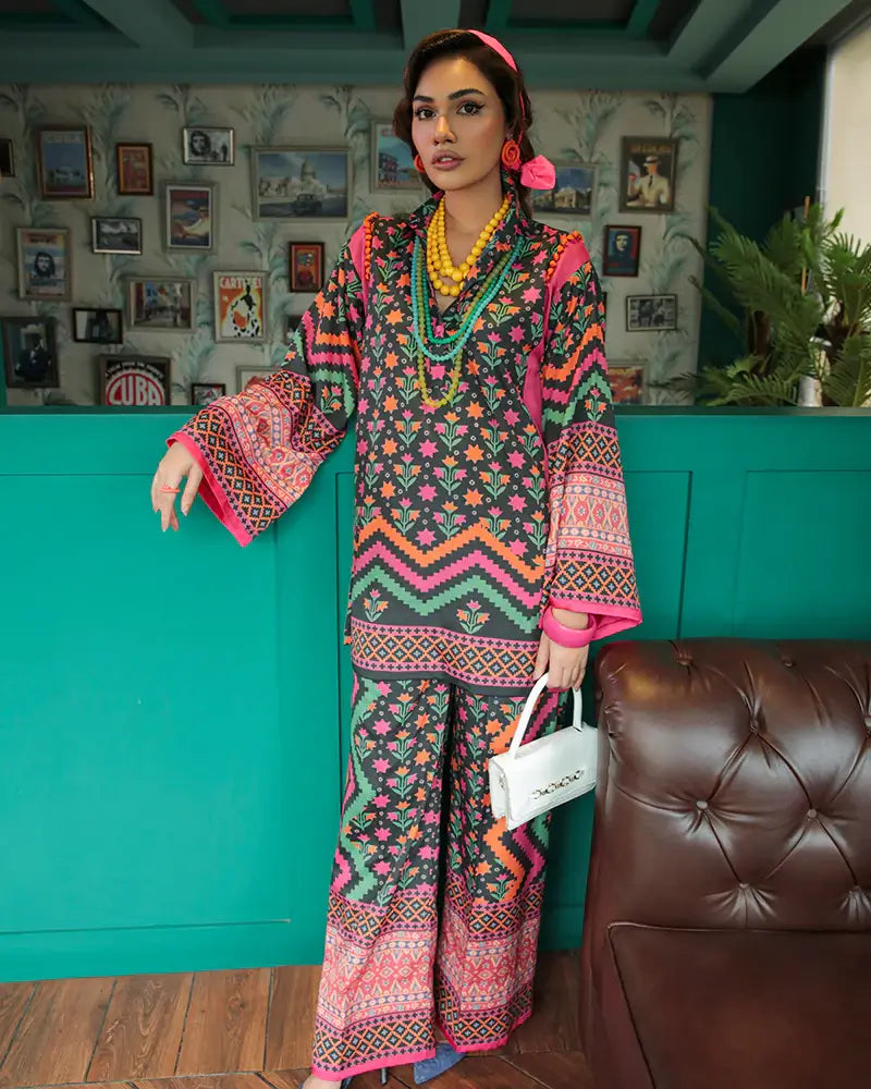 Maria Osama Khan Retro Ready to Wear 2Pc Suit - SPRING FIESTA