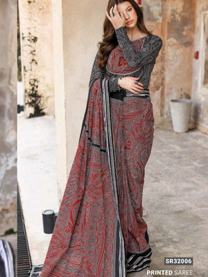 GulAhmed Summer Essential Lawn Unstitched Printed Saree SR-32006