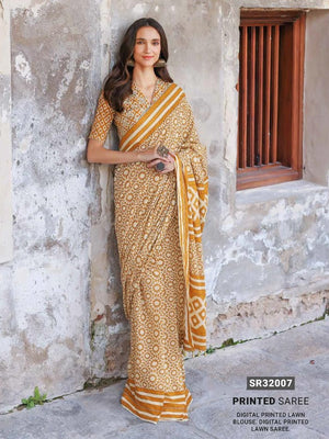 GulAhmed Summer Essential Lawn Unstitched Printed Saree SR-32007