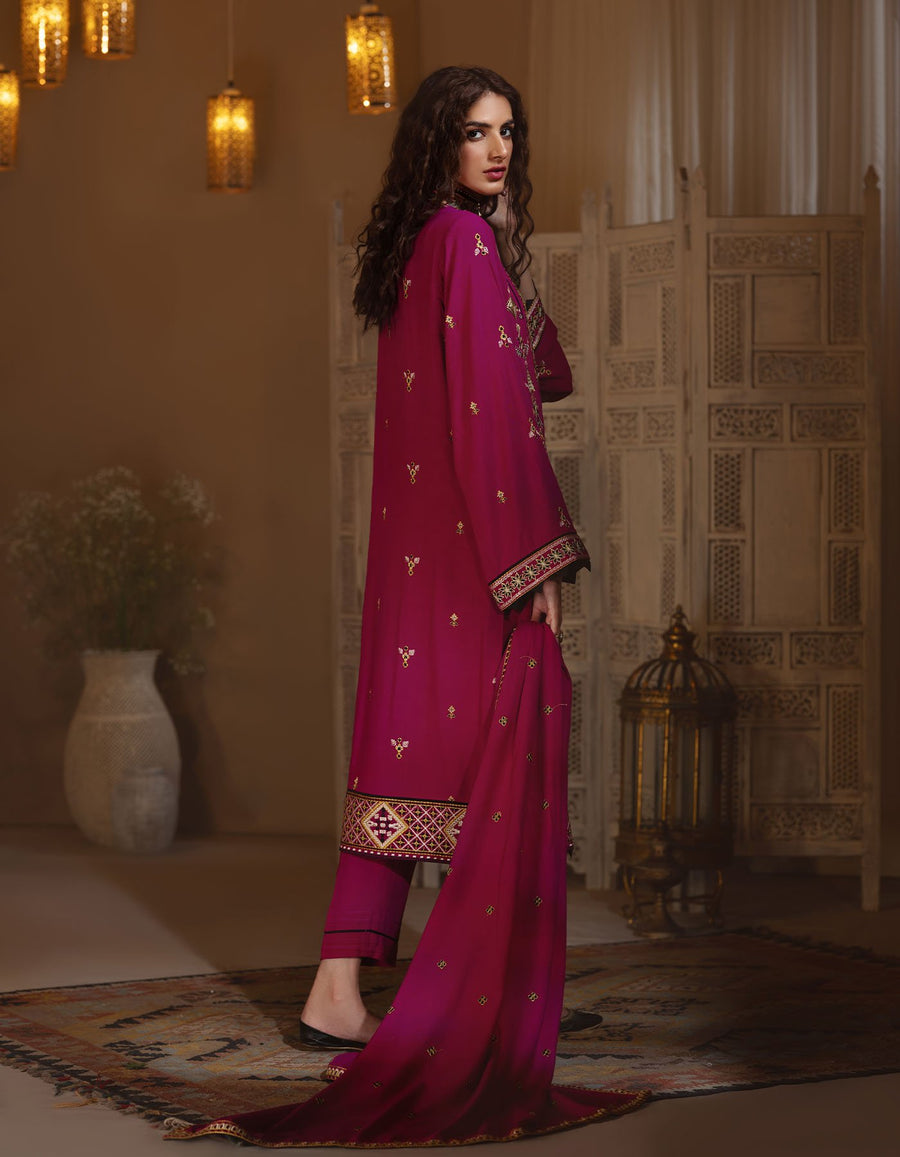 Rayon by Sifa Embroidered Winter 3Pc Unstitched Suit SR21-01 Iris - FaisalFabrics.pk