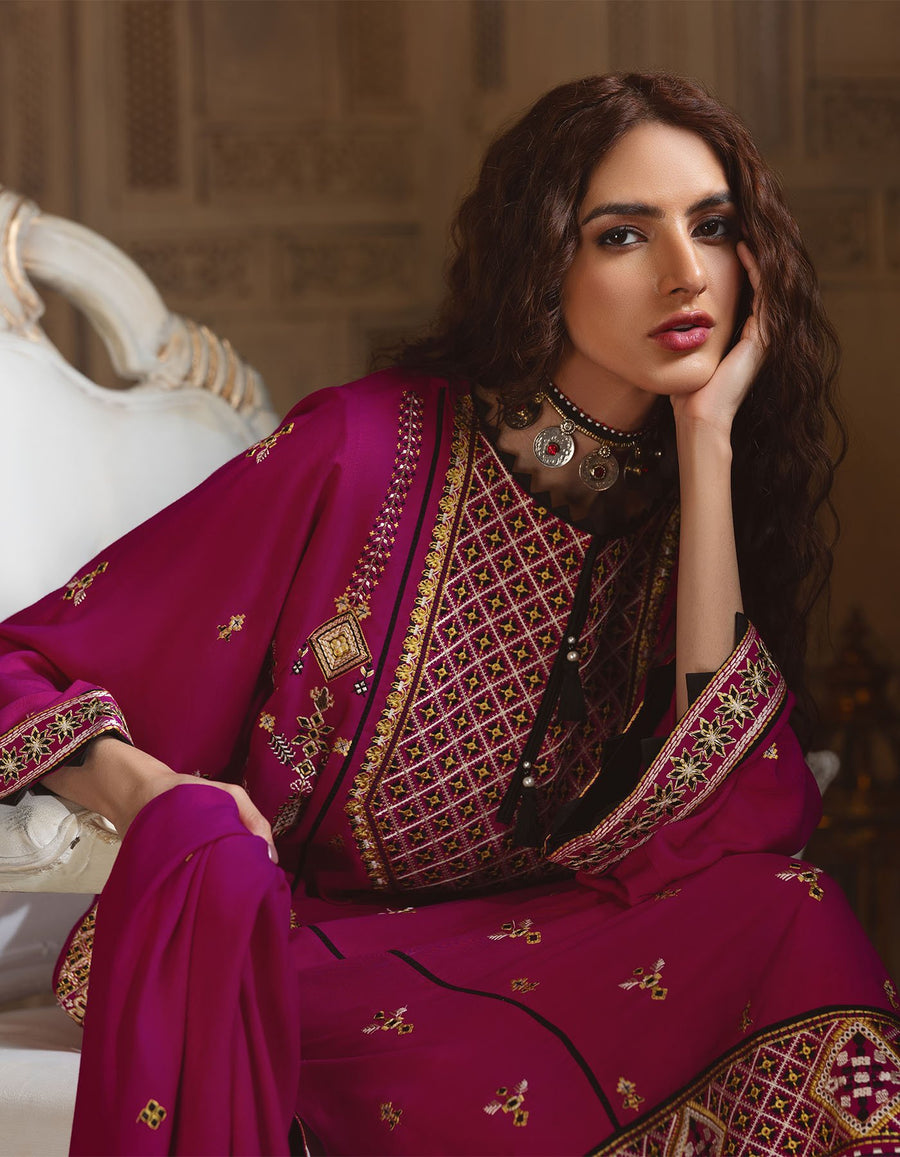 Rayon by Sifa Embroidered Winter 3Pc Unstitched Suit SR21-01 Iris - FaisalFabrics.pk