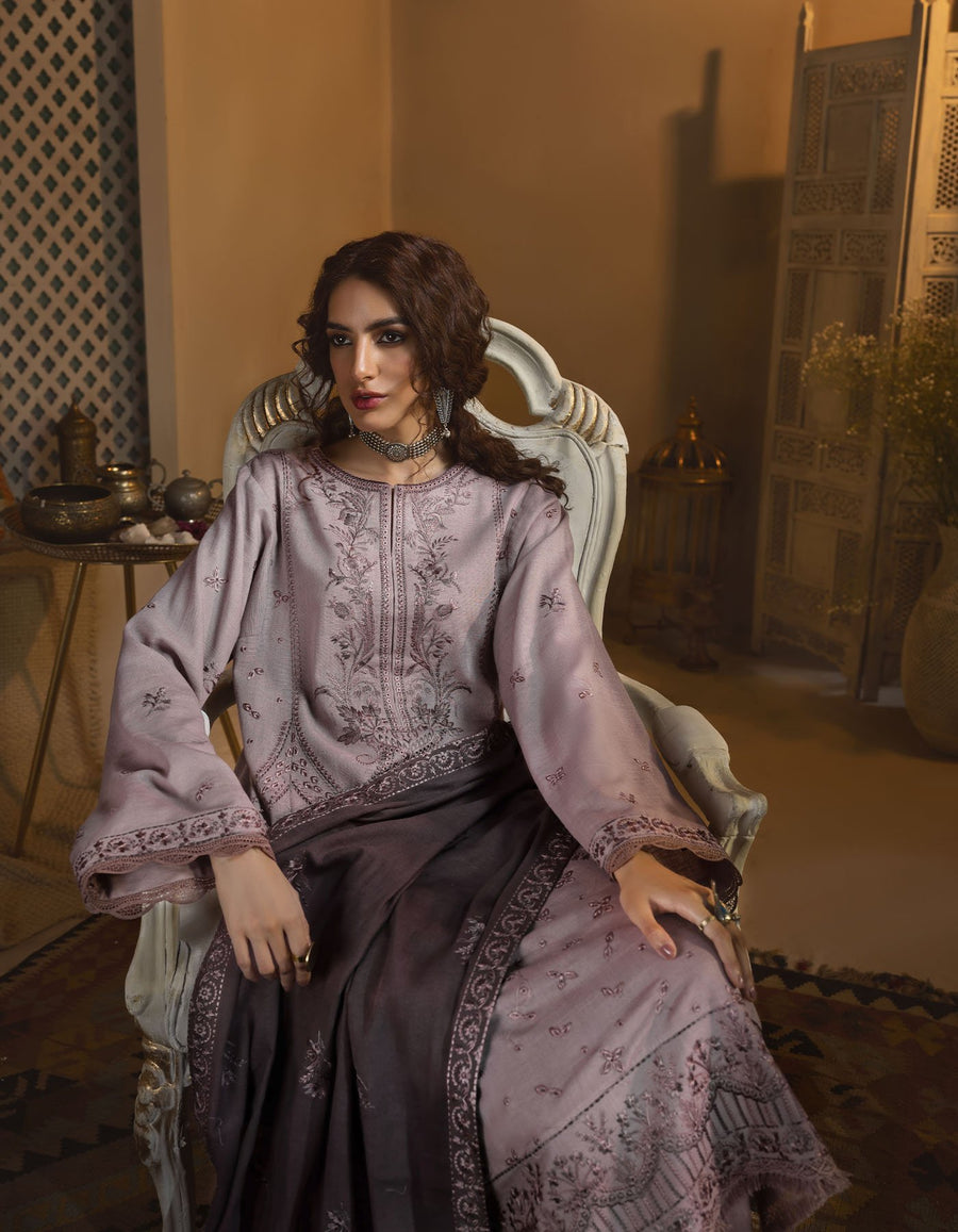 Rayon by Sifa Embroidered Winter 3Pc Unstitched Suit SR21-05 Mauve Petal - FaisalFabrics.pk