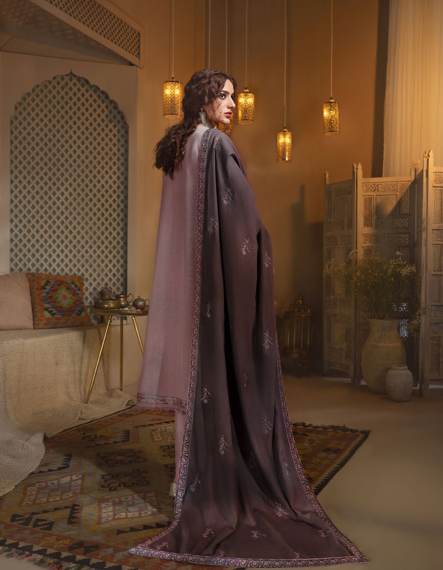 Rayon by Sifa Embroidered Winter 3Pc Unstitched Suit SR21-05 Mauve Petal - FaisalFabrics.pk