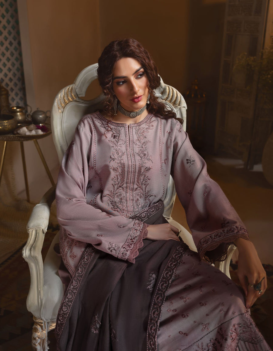 Rayon by Sifa Embroidered Winter 3Pc Unstitched Suit SR21-05 Mauve Petal - FaisalFabrics.pk