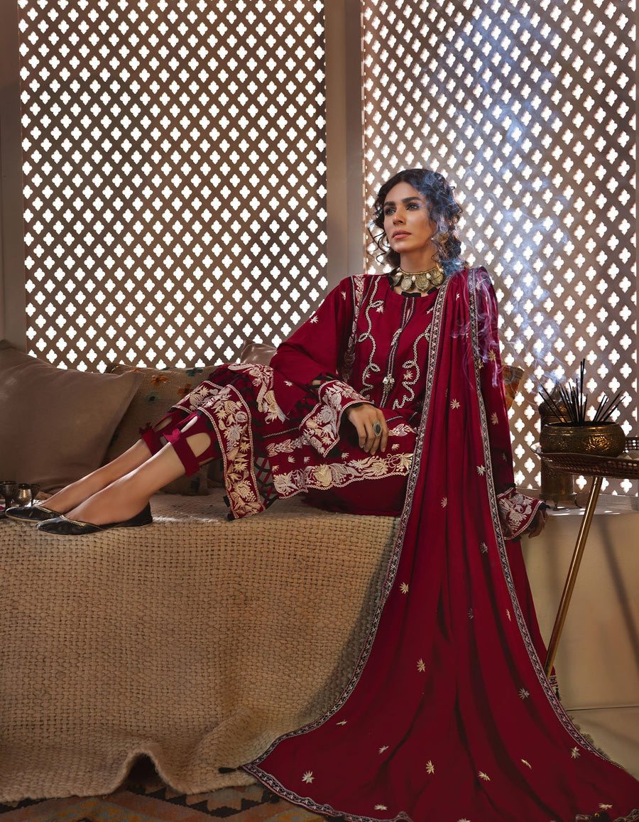 Rayon by Sifa Embroidered Winter 3Pc Unstitched Suit SR21-06 Yarrow Twirl - FaisalFabrics.pk