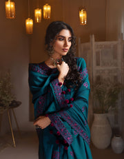 Rayon by Sifa Embroidered Winter 3Pc Unstitched Suit SR21-07 Teal Ocean - FaisalFabrics.pk