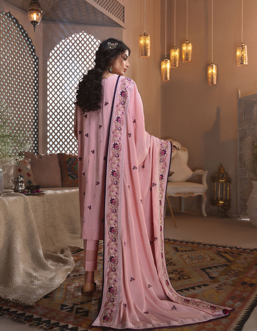 Rayon by Sifa Embroidered Winter 3Pc Unstitched Suit SR21-10 Carnation - FaisalFabrics.pk