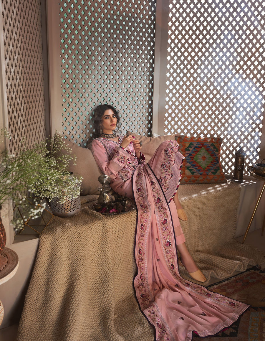Rayon by Sifa Embroidered Winter 3Pc Unstitched Suit SR21-10 Carnation - FaisalFabrics.pk