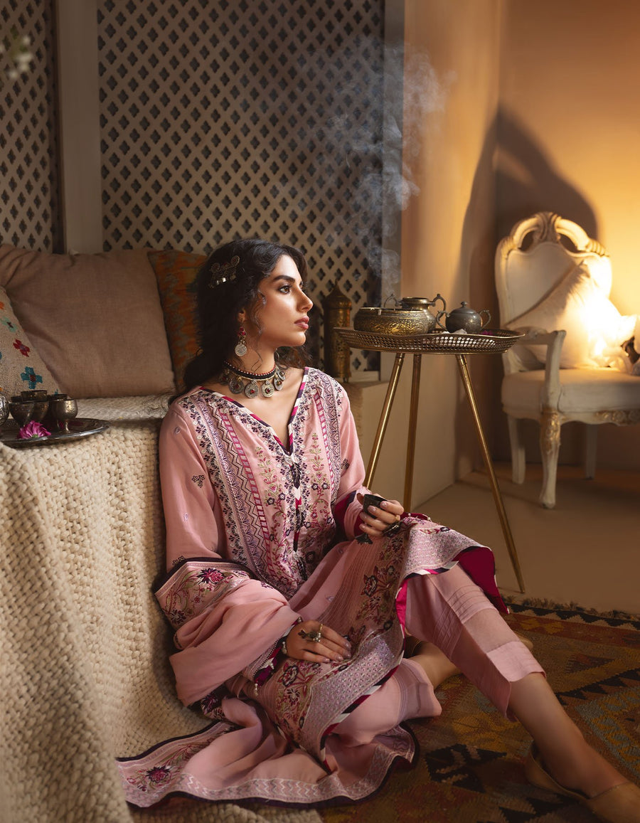 Rayon by Sifa Embroidered Winter 3Pc Unstitched Suit SR21-10 Carnation - FaisalFabrics.pk