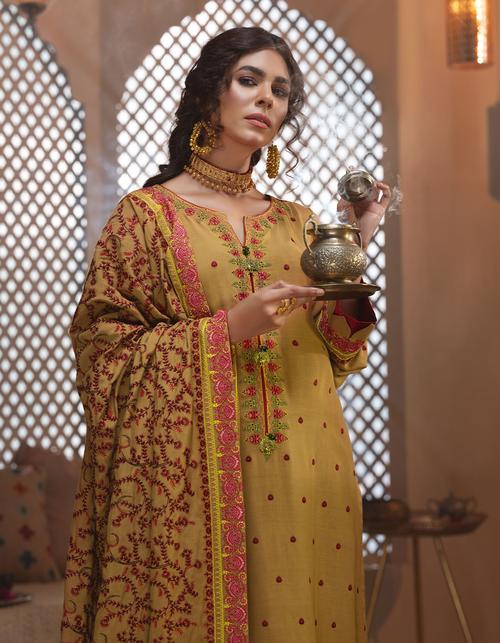 Rayon by Sifa Embroidered Winter 3Pc Unstitched Suit SR21-12 Tuscan Sun - FaisalFabrics.pk