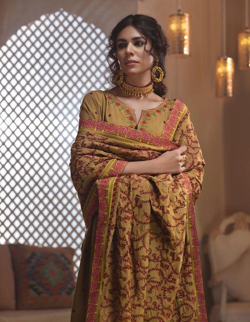 Rayon by Sifa Embroidered Winter 3Pc Unstitched Suit SR21-12 Tuscan Sun - FaisalFabrics.pk