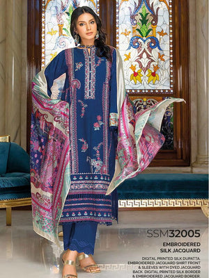 GulAhmed Summer Premium Embroidered Silk Jacquard 3Pc Suit SSM-32005