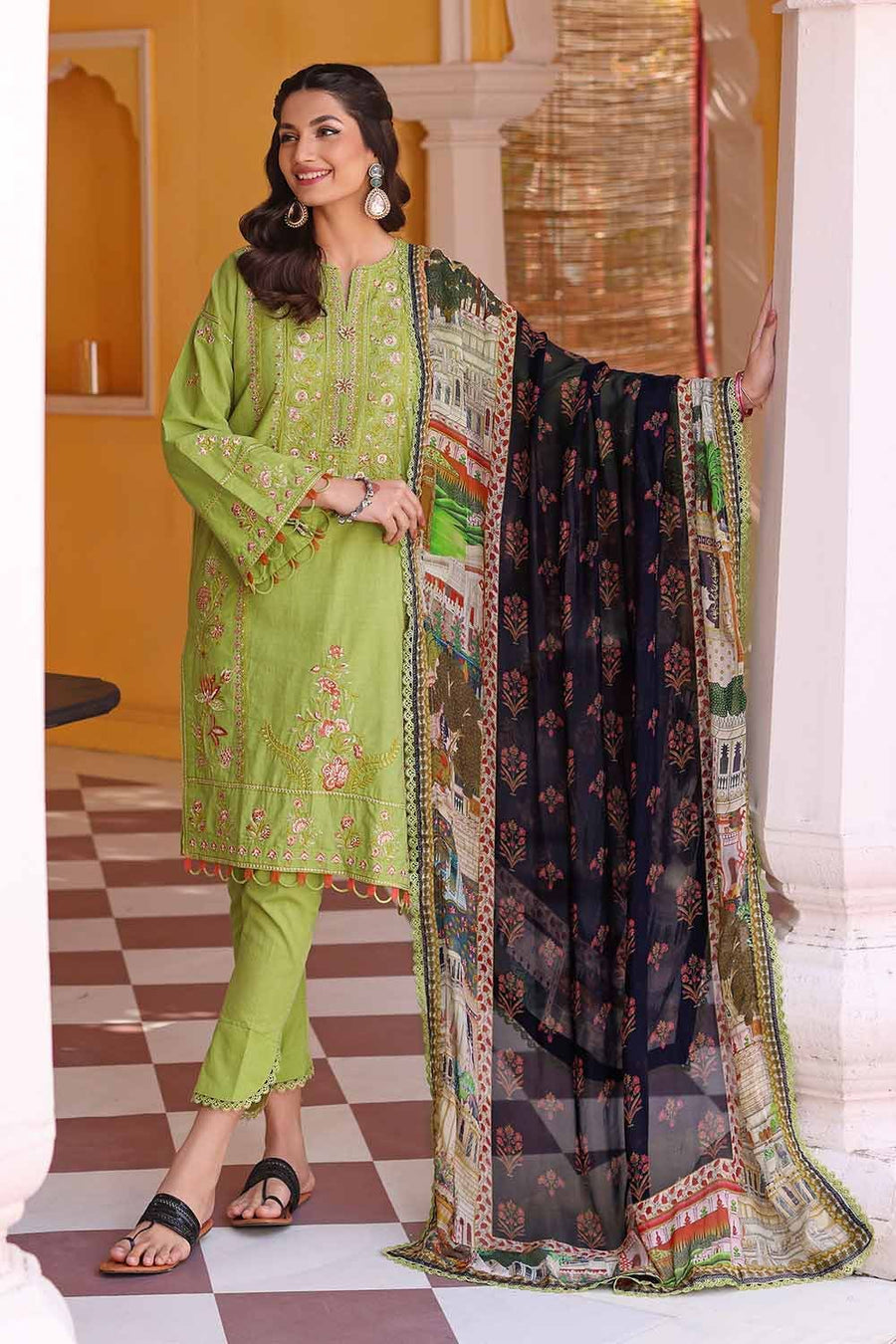 Gul Ahmed Festive Eid Embroidered Lawn Unstitched 3Pc Suit SSM-32012