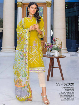 GulAhmed Summer Premium Embroidered Silk Jacquard 3Pc Suit SSM-32020