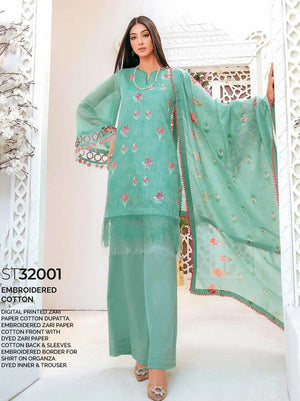 GulAhmed Summer Premium Embroidered Lawn Unstitched 3Pc Suit ST-32001