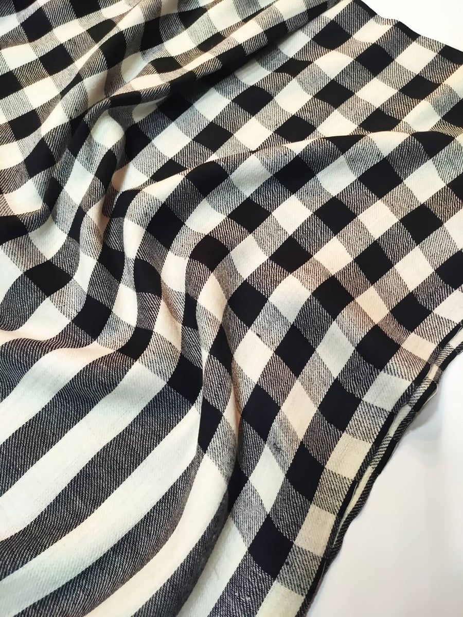 Womens Check Shawl Ultra Soft and Warm Fine Wool, Full Size SW21005 - FaisalFabrics.pk