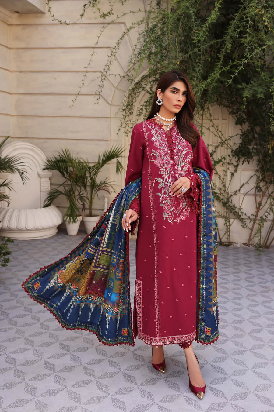 Sable Vogue Amalachi Embroidered Unstitched 3Pc Suit SWC-04-22