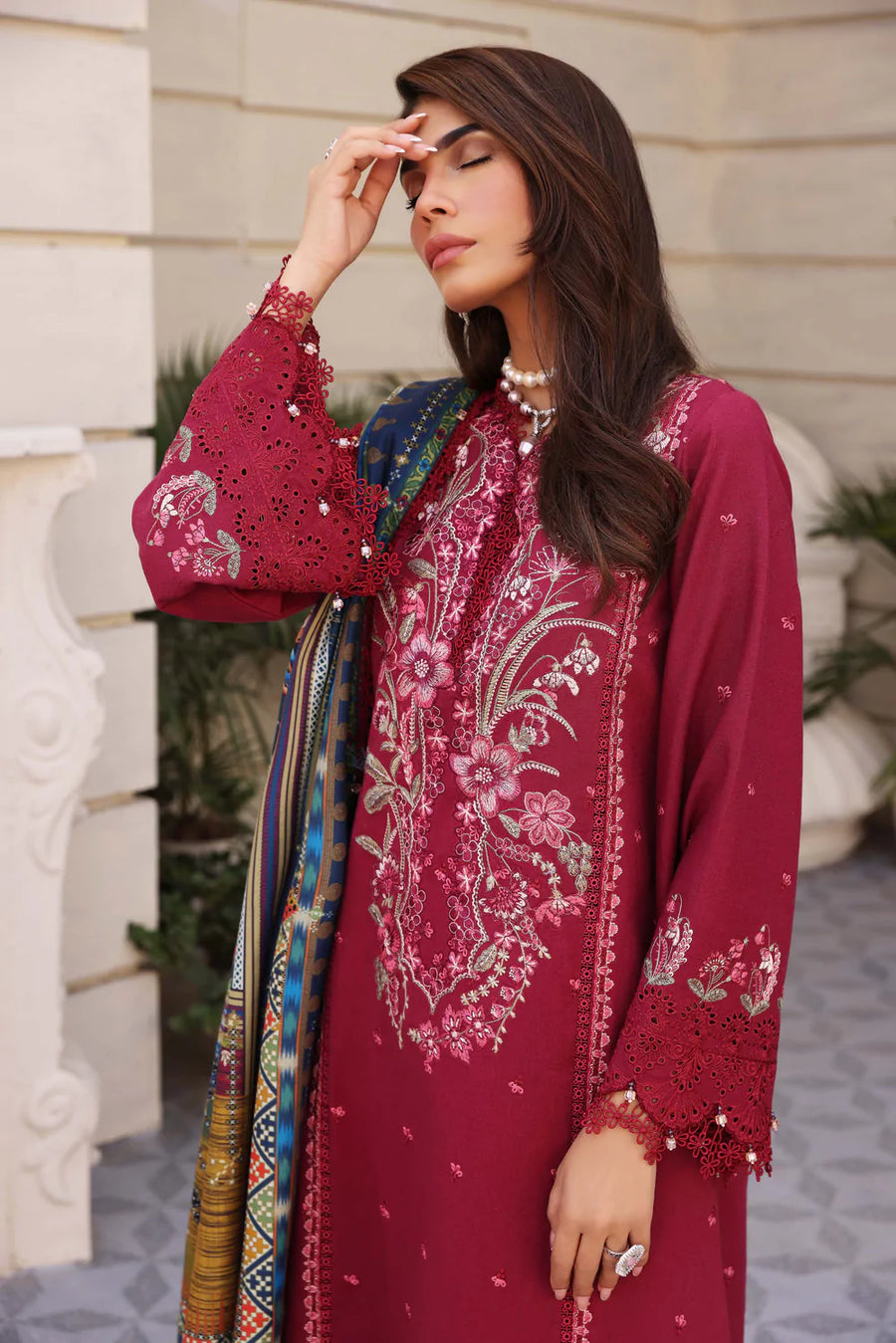 Sable Vogue Amalachi Embroidered Unstitched 3Pc Suit SWC-04-22