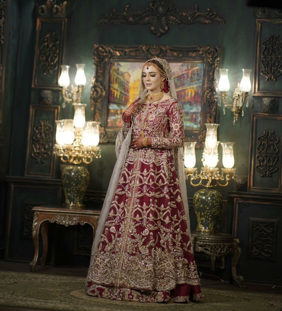 Sumaria’s Couture Bridal Stitched 3Pc Suit - Saffron Bridal