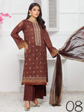 Sanam Saeed Embroidered Eid Lawn Unstitched 3 PCS Suit D-08 - FaisalFabrics.pk