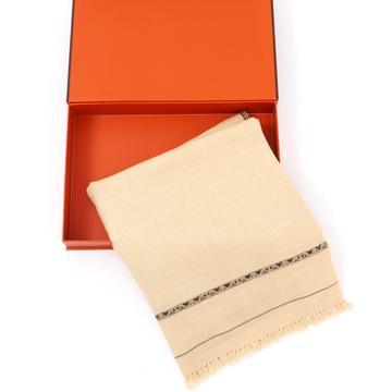 Dynasty Mens Pure Wool Super Fine Shawl Full Size - Soft Beige - FaisalFabrics.pk