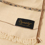 Dynasty Mens Pure Wool Super Fine Shawl Full Size - Soft Beige - FaisalFabrics.pk
