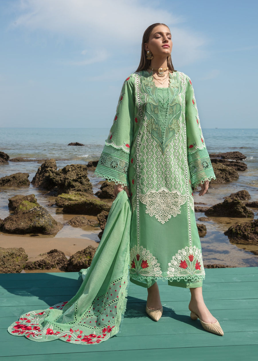 Crimson Embroidered Luxury Lawn Unstitched 3Pc Suit - Spring Blooms (A)